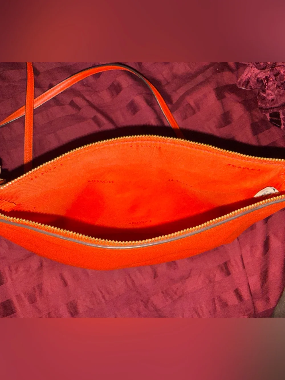 Coach Red Pebbled Leather Crossbody - Picture 5 of 9